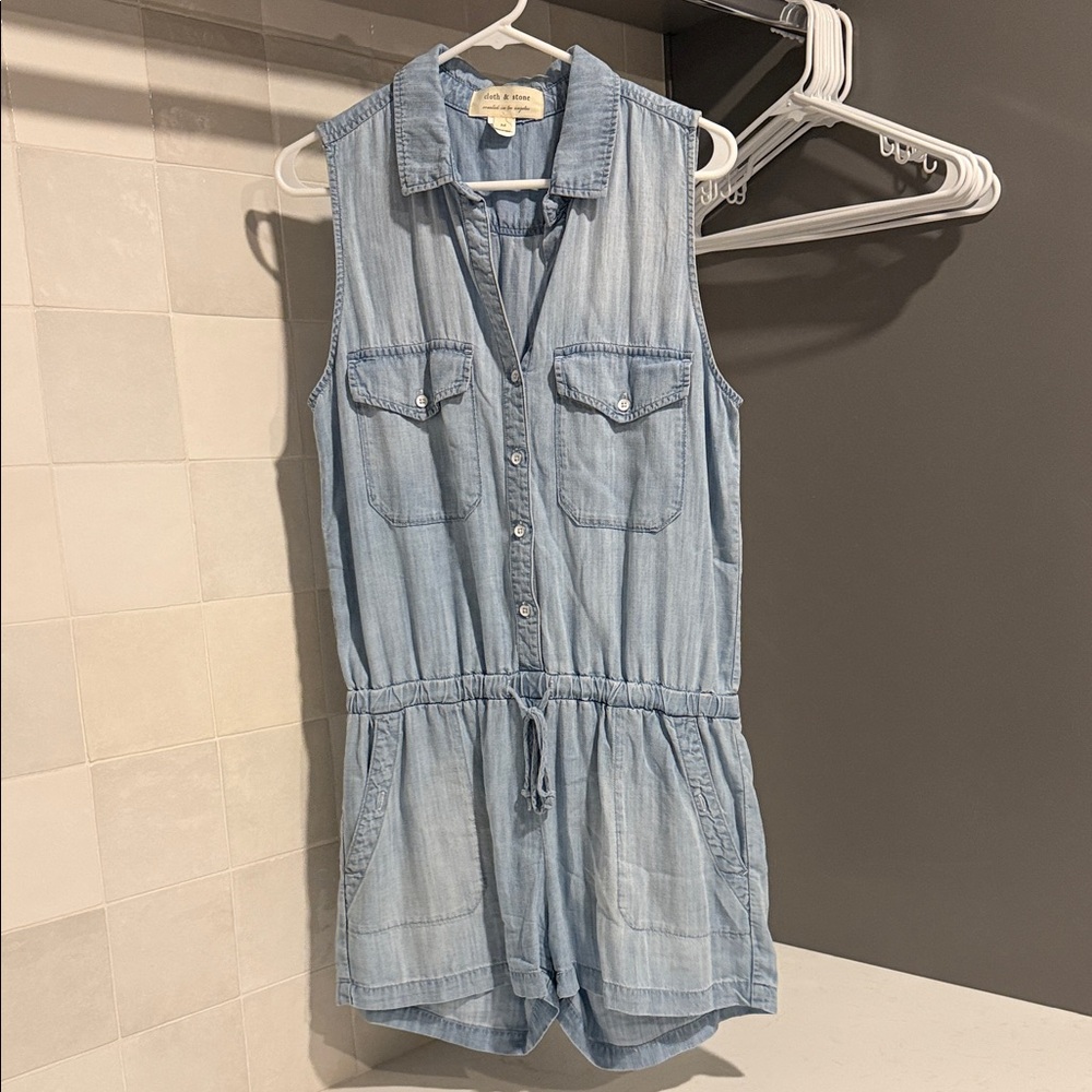 Cloth & Stone Light Blue Denim Romper